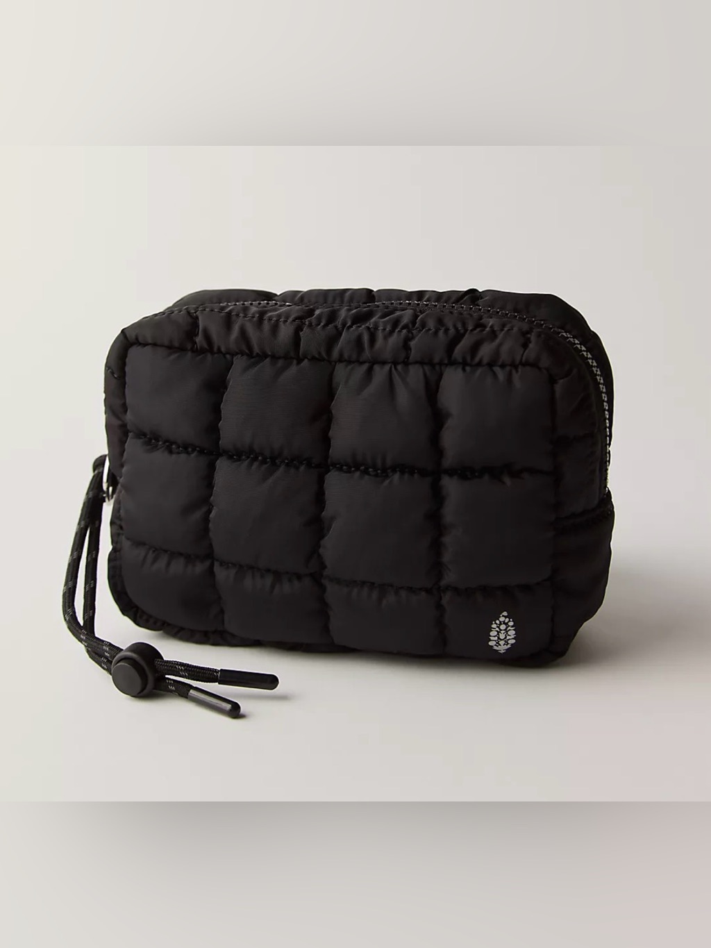 Free People Quilted Mini Case Black Puffer Cosmetic Travel Pouch Nwot